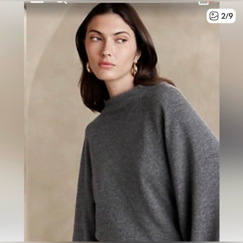 Banana Republic Calvina Cashmere Top Size L Gray - Picture 3 of 7